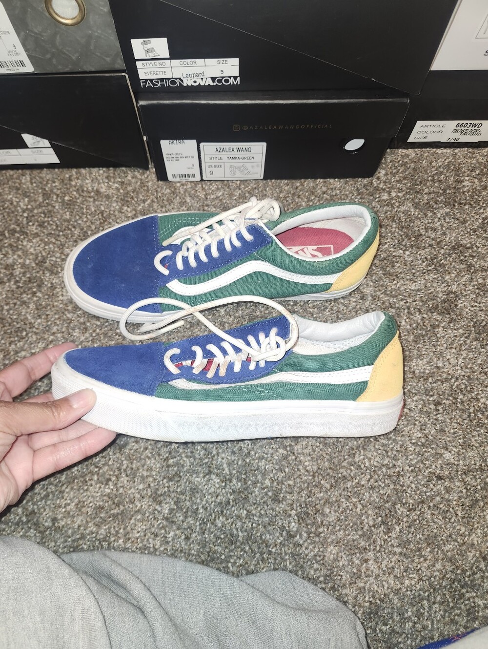 Vans Colorblock Blue Green Yellow Sneakers Size 9